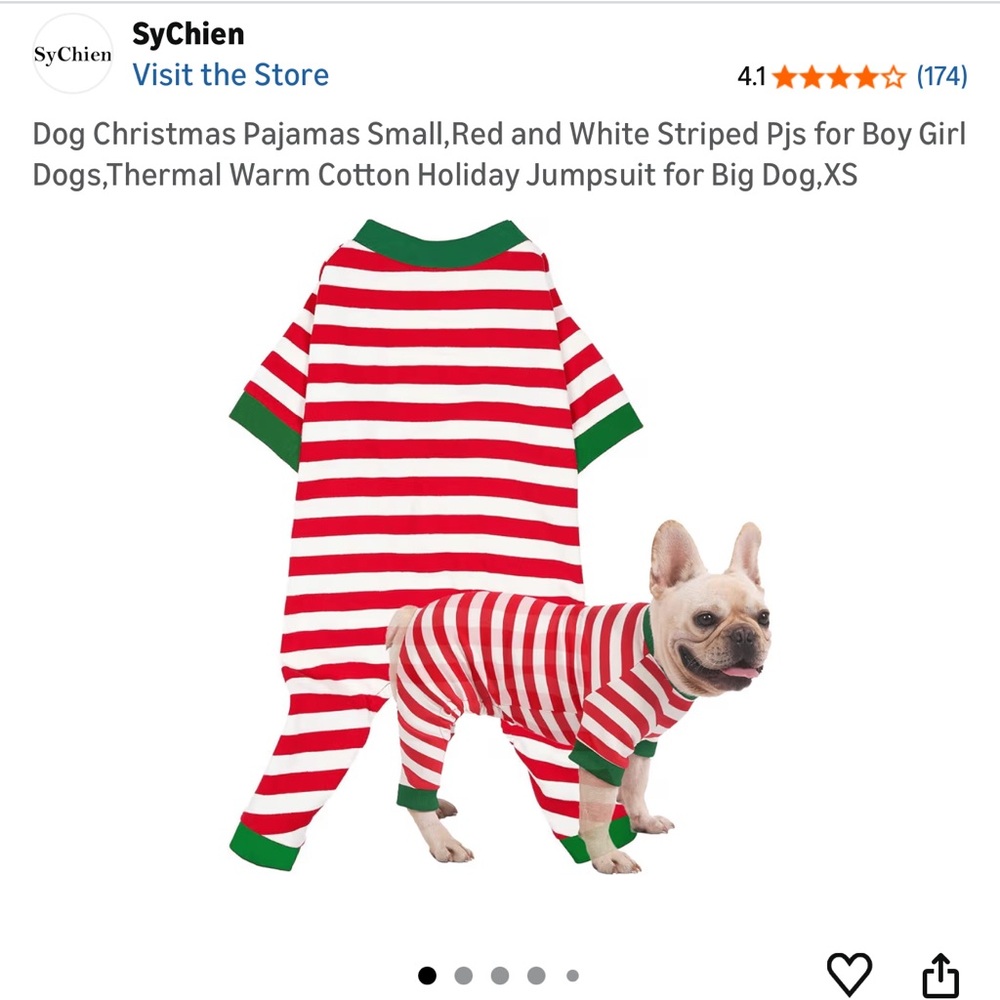 Red and White Striped Dog Pajamas